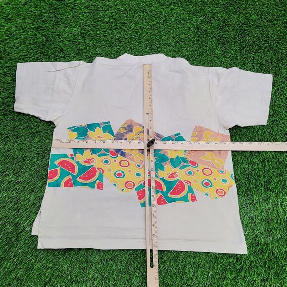 Vintage Watermelon Floral Shirt Womens Medium 21x22 White - Picture 3 of 13